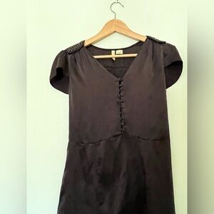 Iro Chocolate Brown 100% Silk Midi Dress Beaded Detail On Back Shoulders  6